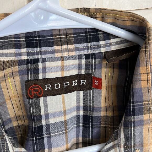 Roper size medium western style pearl snap plaid shirt cowboy rodeo - Picture 2 of 3